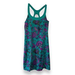 The North Face Women Floral Activewear Scoopneck Racerback Mini Dress Green Larg